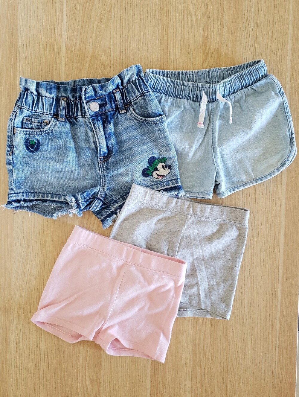 Kids Shorts Bundle - Denim, Chambray, Gray/Pink knit 2T